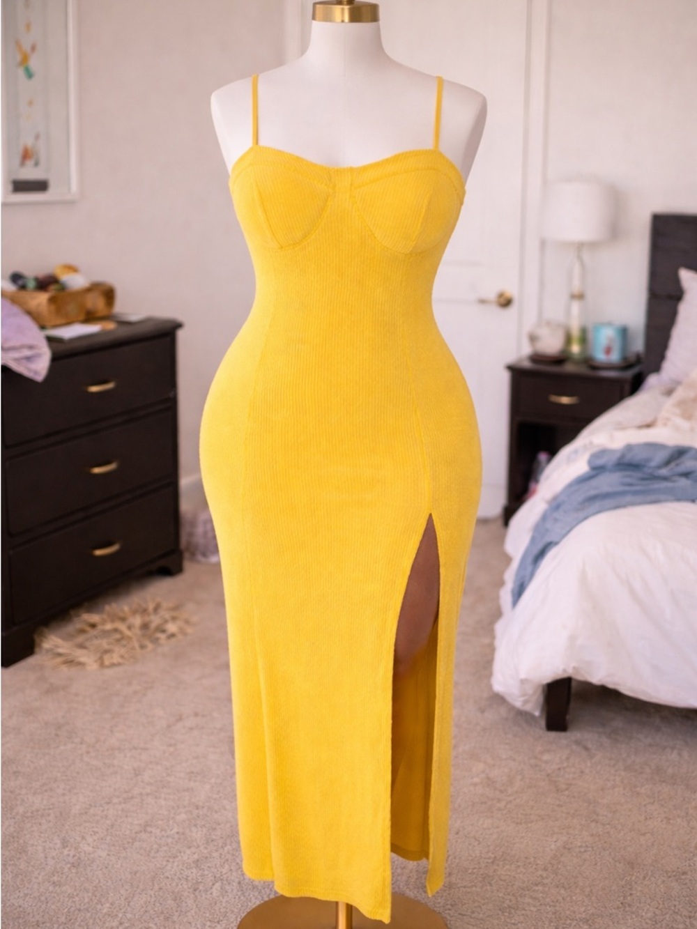 Marshalls Yellow Dress with Front Slit - Picture 6 of 7